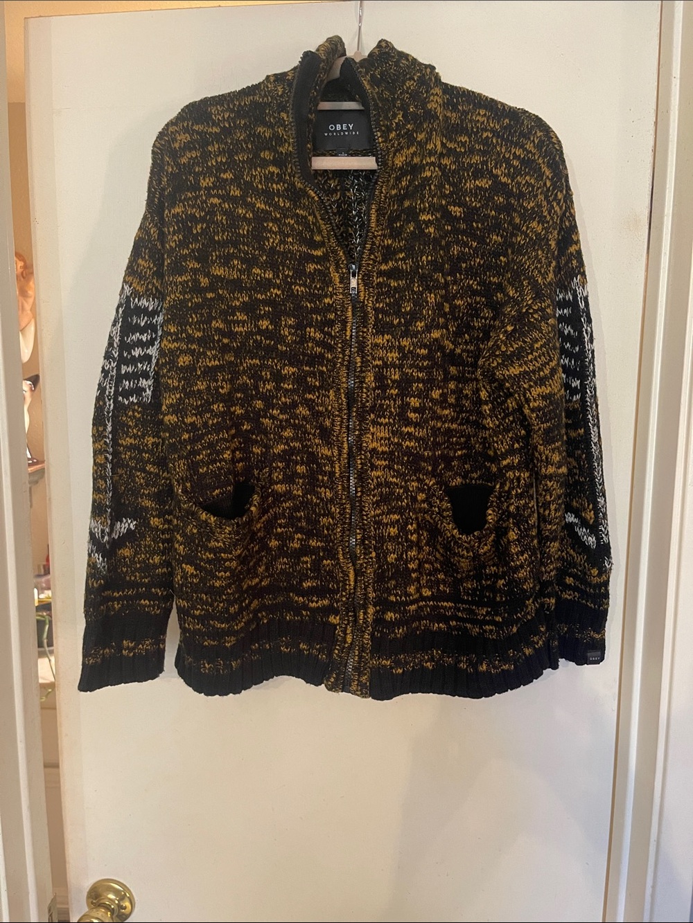 Obey Black & Mustard Zip-Front Jacket
